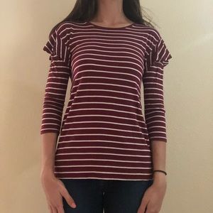 Loft 3/4 sleeve top with ruffle detail